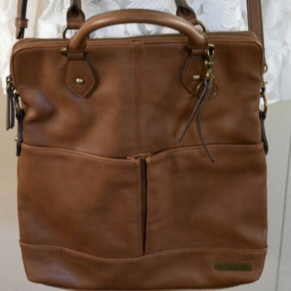 FRYE Authentic Cinnamon Brown Leather Ladies Crossbody Multi Compartments - Picture 1 of 9